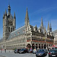 The Grand Place with Cloth Hall and belfry at Ypres, Belgium